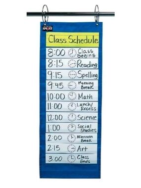 Blue Class Schedule Pocket Chart Organizer